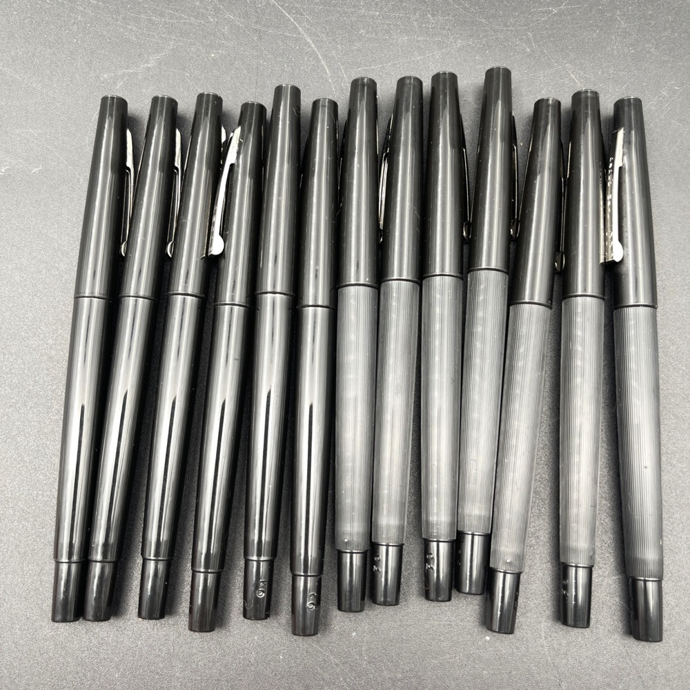 Vintage‎ Paper Mate Flair & PMOP Pens Black Ink Two Heart Logo USA Lot of 12